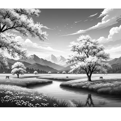 Monochromatic Landscapes: Serene Nature Captured