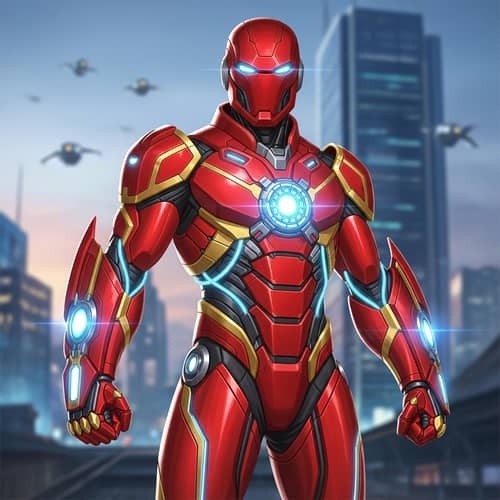 Futuristic Red and Gold Superhero Suit | Technological Design