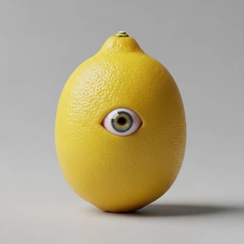 Surreal Lemon with Eye - Intriguing Citrus Art