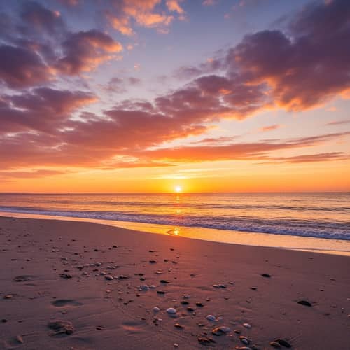 Serenity at Sunset: Tranquil Beach Landscape
