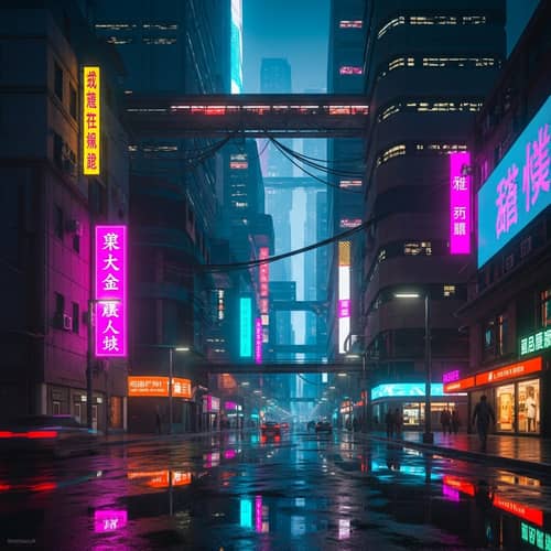 Futuristic Cityscape | Neon Lights, Cyberpunk Architecture
