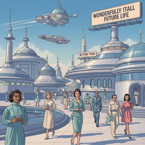 Retro-Futurism: 1950s Sci-Fi Inspired World with Futuristic Buildings