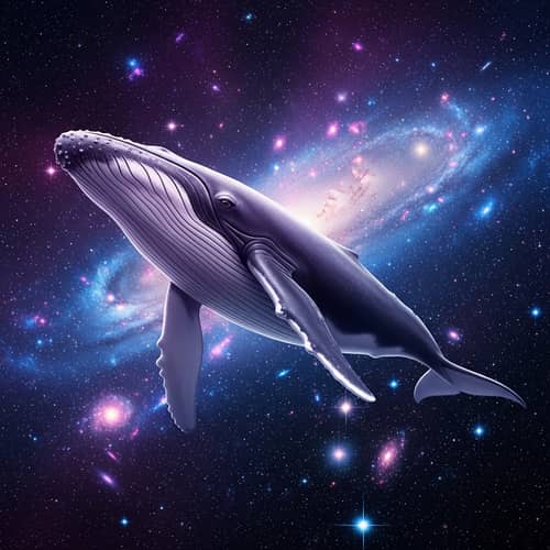 Whale Flying Through Cosmos | Surreal Space Exploration