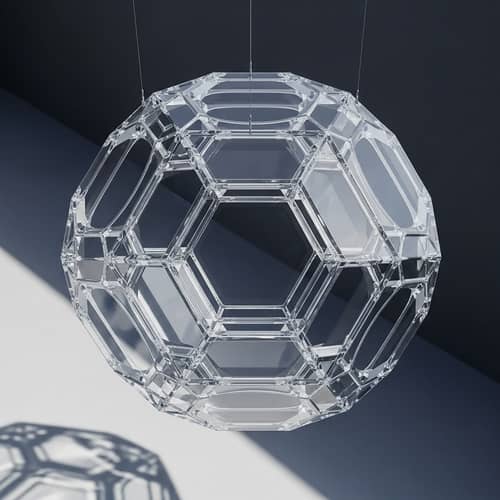 Futuristic Clear Glass Icosahedron Installation | Geometric Art