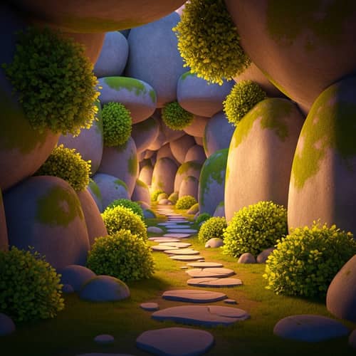 Wawel Dragon Cave: Modern 3D Animation of Stone and Bush Environment Wawel Dragon Cave: Modern 3D Animation of Stone and Bush Environment
