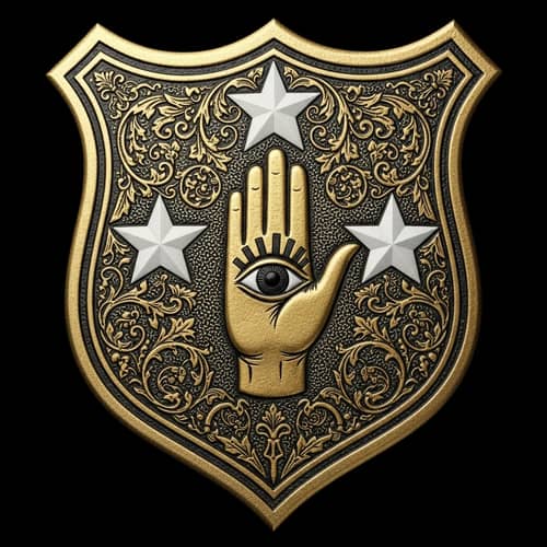Escutcheon Family Shield with Serpentine Edge & Black Eye Motif