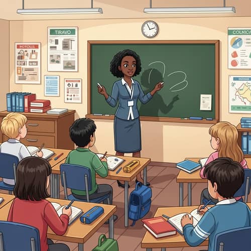 Diverse Educational Setting: Black Female Teacher Engaging Students