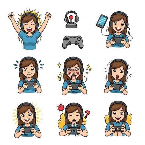 Pubg Mobile Girl Gamer Doodle Emoji Sticker Set