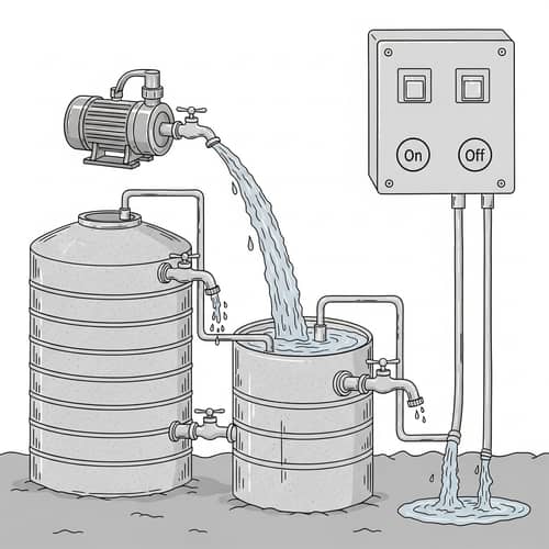 2D Water Pump System with Control Panel and Taps