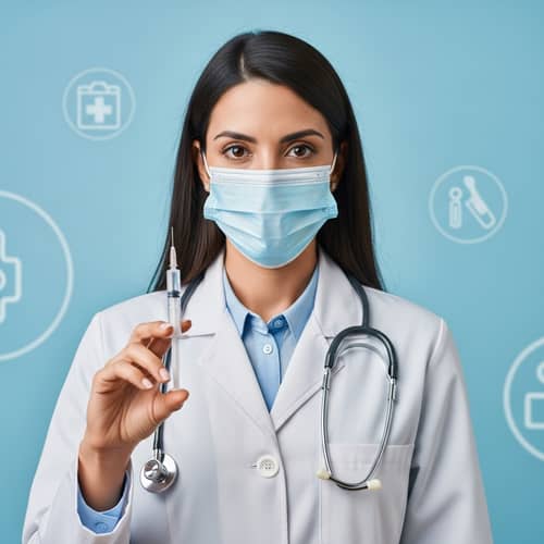 Hispanic Woman Doctor with Syringe | Medical Professional