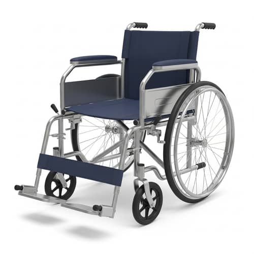 Sturdy Silver Metal Wheelchair with Comfortable Cushioning