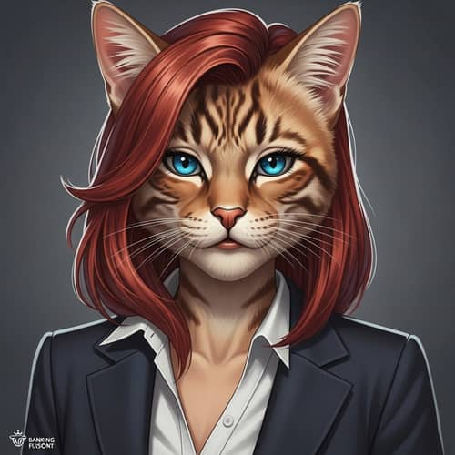 Ultra Realistic Cat-Human Banking Professional Art