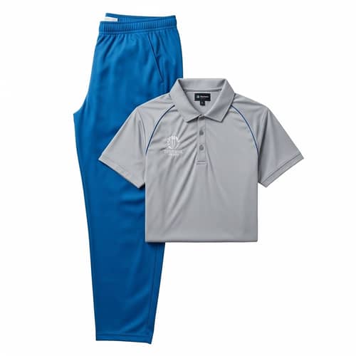 Cricket Kit: Blue Trousers & Grey Shirt - High-Quality Sportswear