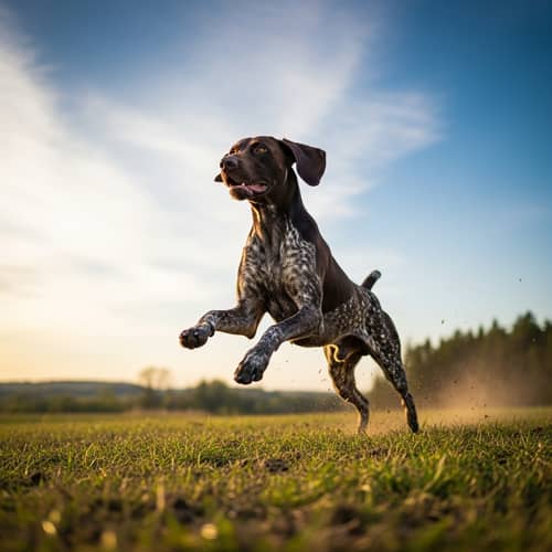 Majestic German Shorthaired Pointer in High-Speed Action Photography