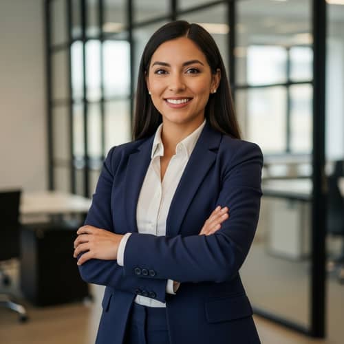 Charismatic Hispanic Woman in Professional Setting
