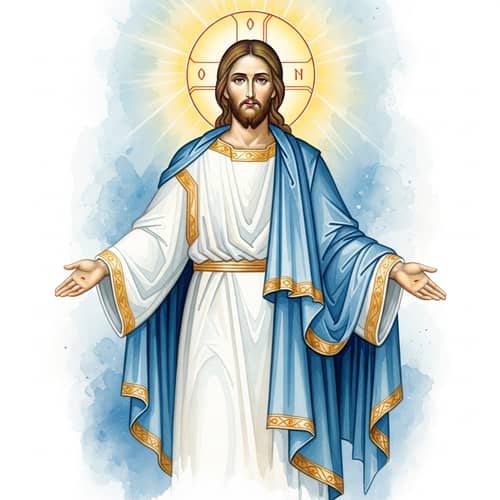 Ethereal Jesus Watercolor Art | Divine Serenity Painting