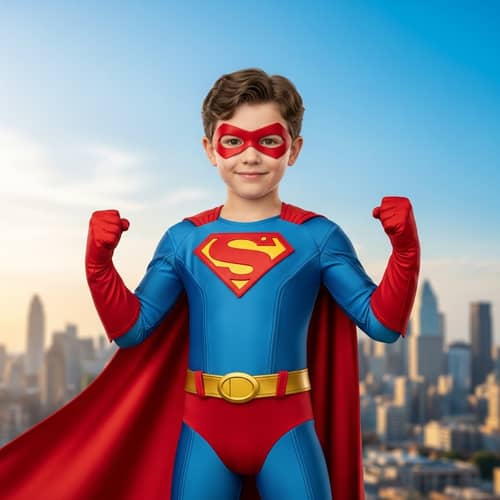 Young Superhero | Confident Child Hero in Colorful Costume