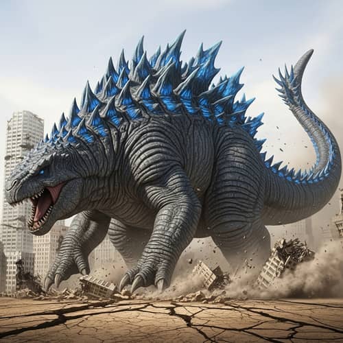 Colossal Dinosaur-like Rampage: Iconic Creature Chaos
