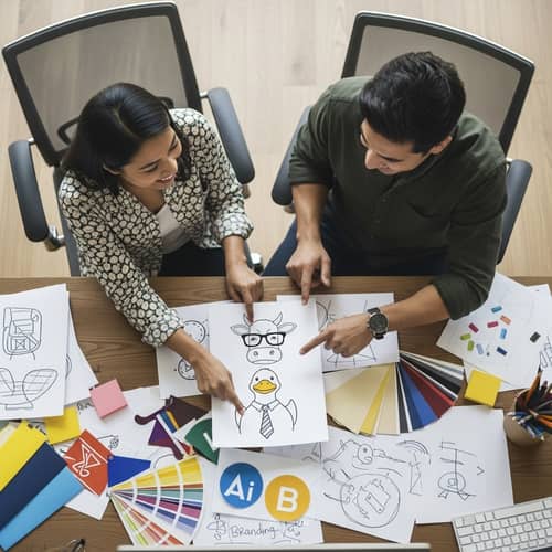 Fun Branding Illustration: Creative Collaboration at Play