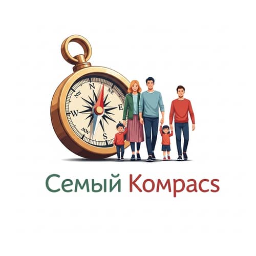 Family Compass - Support Center Logo Design with Compass and Russian Family