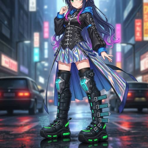 Anime Girl with Detailed Footwear - Unique Shoes for Women