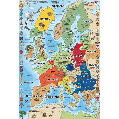 Educational Map of Sweden, Germany, Canada & More