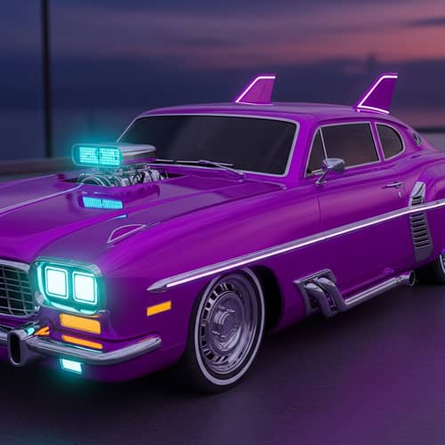 Intense Purple Cyberpunk Retro Car Design