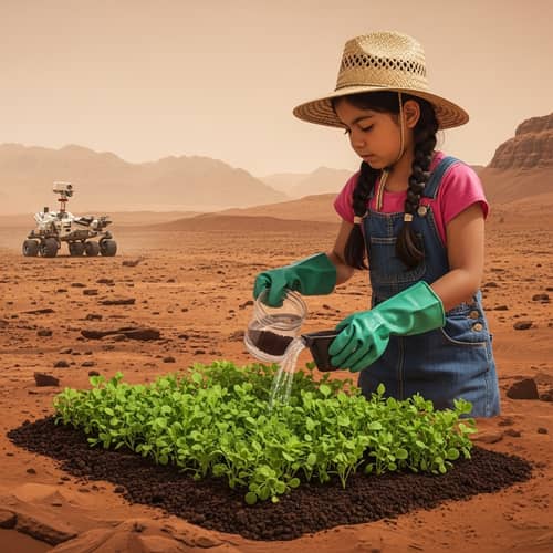 Latina Girl Gardening on Mars | Unique Terraforming Scene