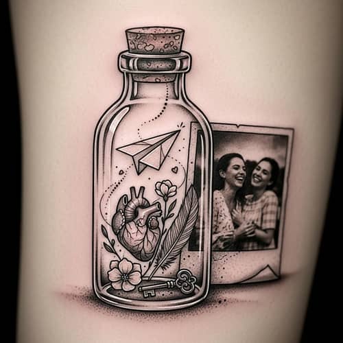 Intricately Crafted Tattoo Design Symbolizing Dreams, Love, Memories