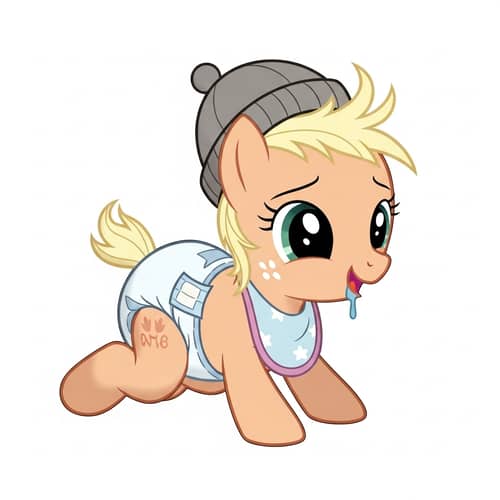 Adorable Baby Pony in Diapers with Bib and Hat