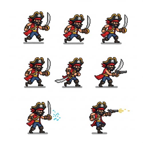 Pirate Character Animations: Movement, Slow-motion, Special Action