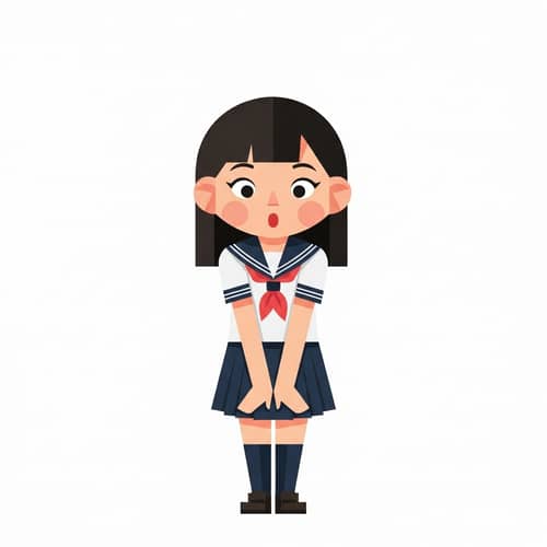 Geometric Asian Girl Illustration | Japanese School Uniform