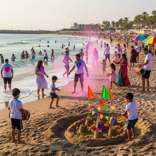 Celebrate Holi at Beach: Colorful Festivities