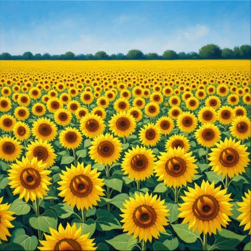 Vibrant Sunflower Fields: A Monet Inspired Spectacle