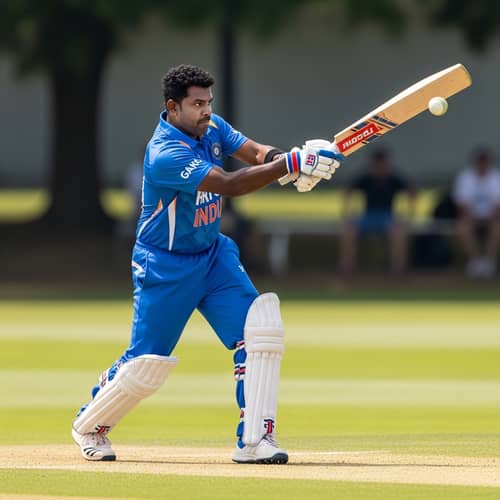 Indian Male Playing Cricket - Action Shot