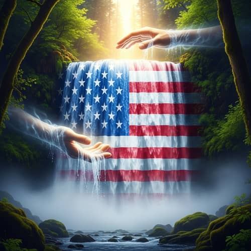 Divine Hands Waterfall: American Flag Pattern