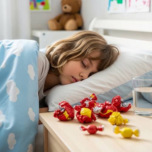 Daytime Nap: Young Caucasian Girl Sleeping in Bed