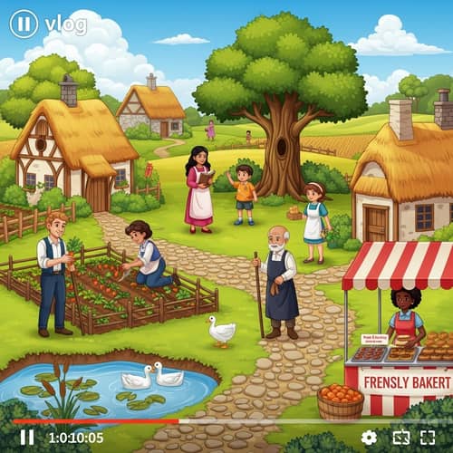 Idyllic Rustic Village Scene with Diverse Villagers | Quality of Life Vlog