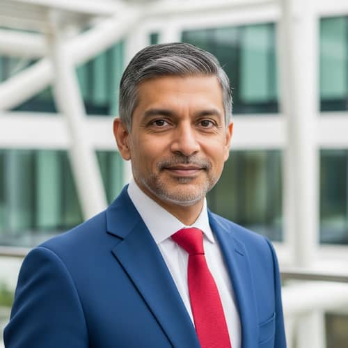 Professional South Asian Man in Blue Business Suit