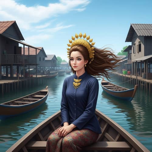Beautiful Malay Girl in Traditional Attire at Fisherman Village