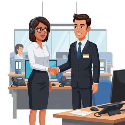 Professional Customer Service Reps Handshake Animation