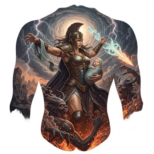 Strong Mythological Female Character Tattoo Design for Protection and Strength