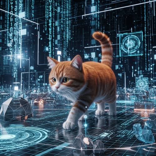 Metaverse Cat: Digital Feline in 3D Environment