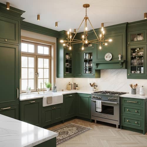 Classic Green Kitchen Design | Functional & Elegant Cabinets
