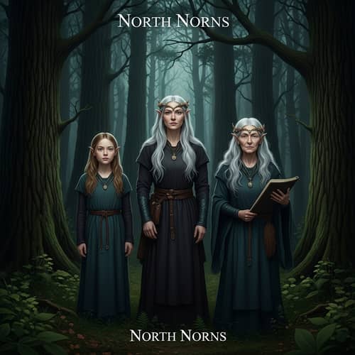 Three North Norns: Mythological Women in Dark Forest