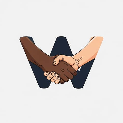 Diverse Handshake Logo: Unity in 'W' Letter Design