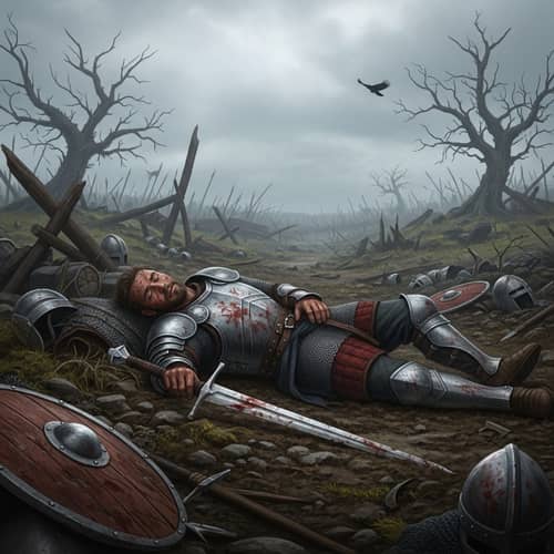 Fallen Warrior in Battle: Dramatic Scene of Conflict