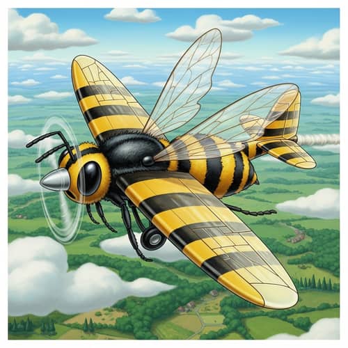 Fantasy Bee & Wasp Inspired Little Plane | Stylized Cartoon Aircraft