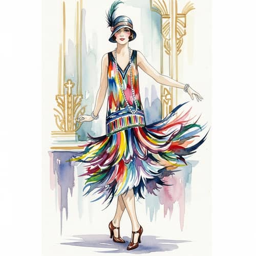 1920s Flapper Dress Art: A Wealthy Lady's Style
