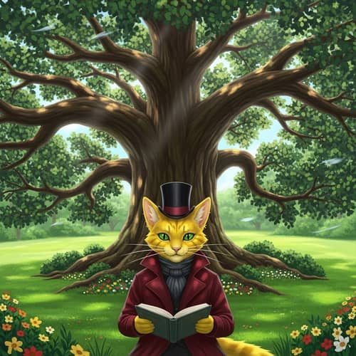 Cat-Like Husk from Hazbin Hotel Reading a Book Under Tree